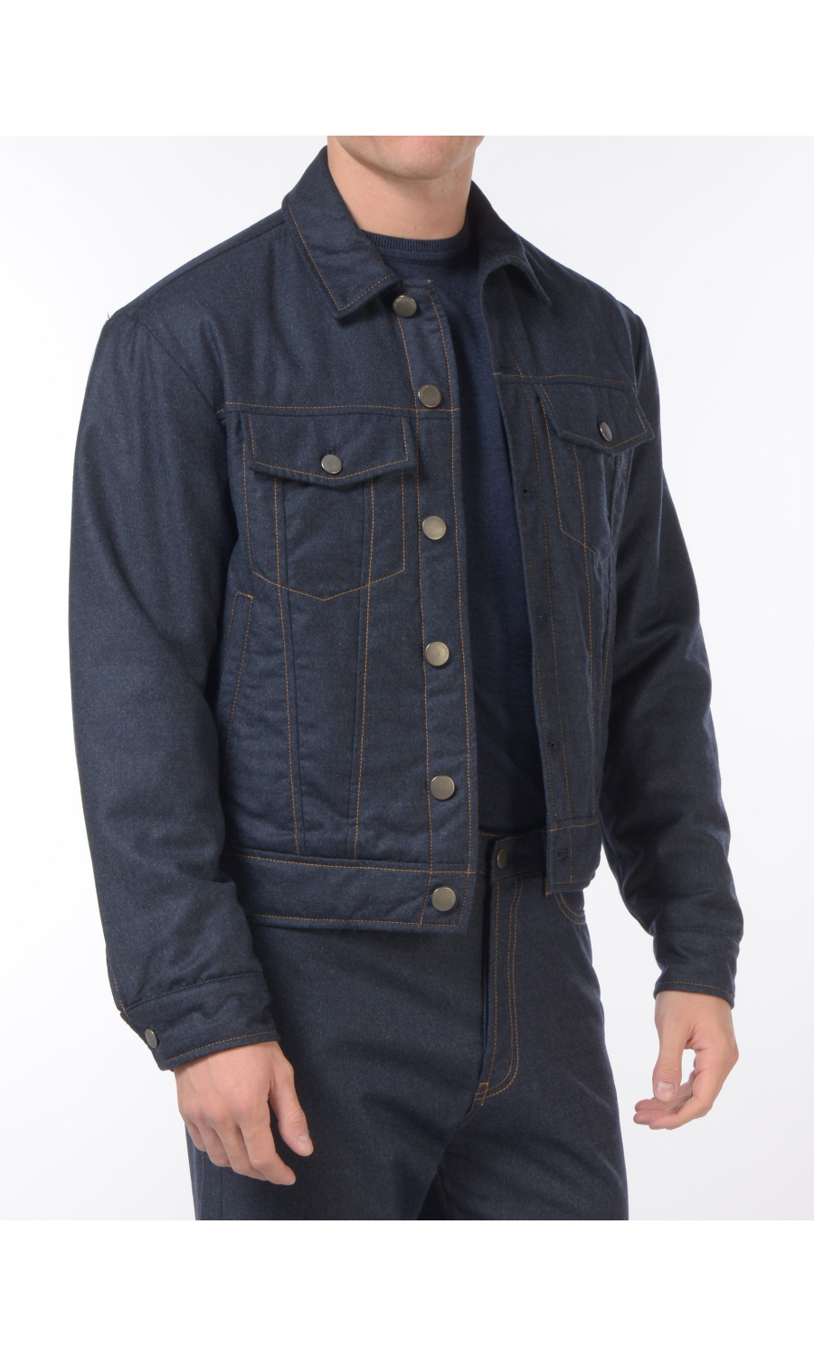 giubbino da uomo Emporio Armani in lana effetto denim con tasche