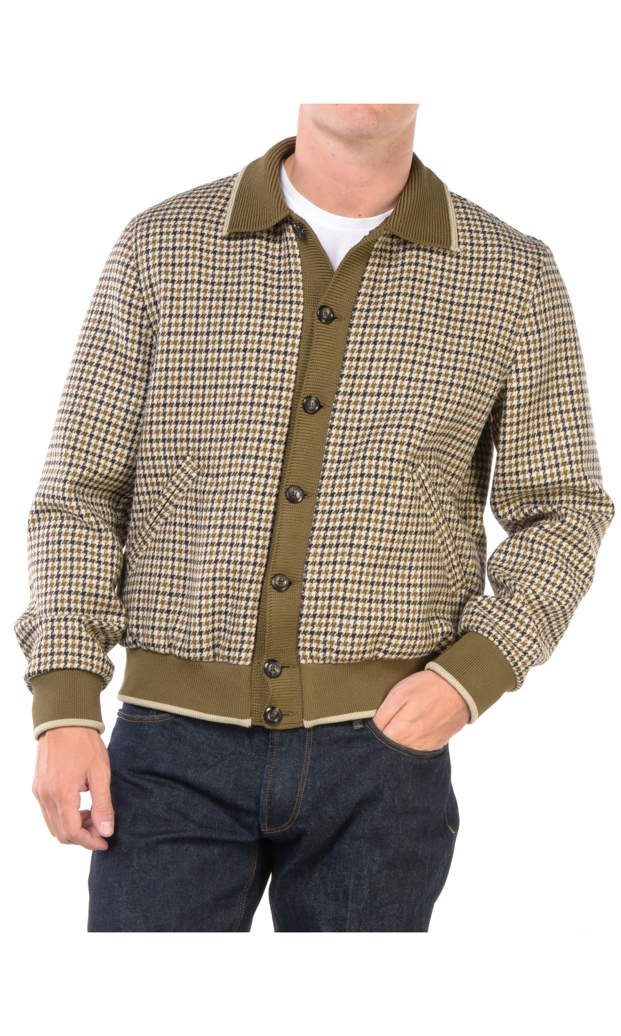 giubbino da uomo Emporio Armani bomber in lana a pied de poul