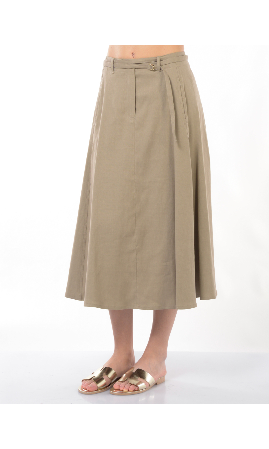 gonna lunga da donna Seventy i misto lino con cintura