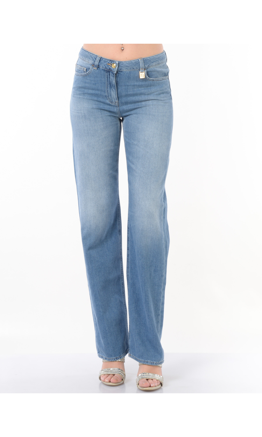 jeans da donna Elisabetta Franchi a palazzo a vita bassa