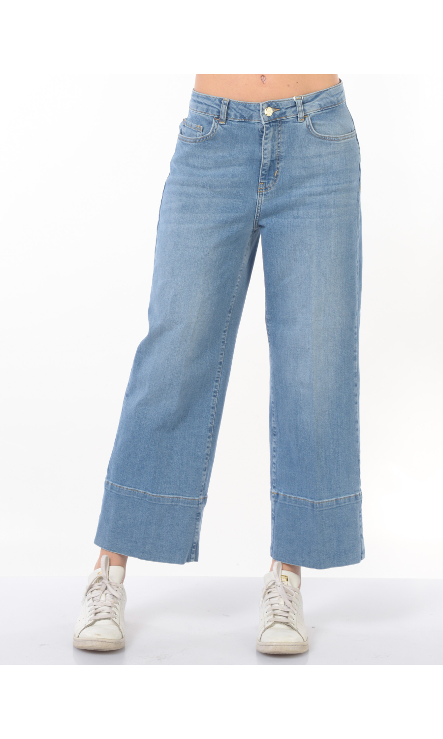 jeans da donna Emme By Marella cropped con maxi finta balza