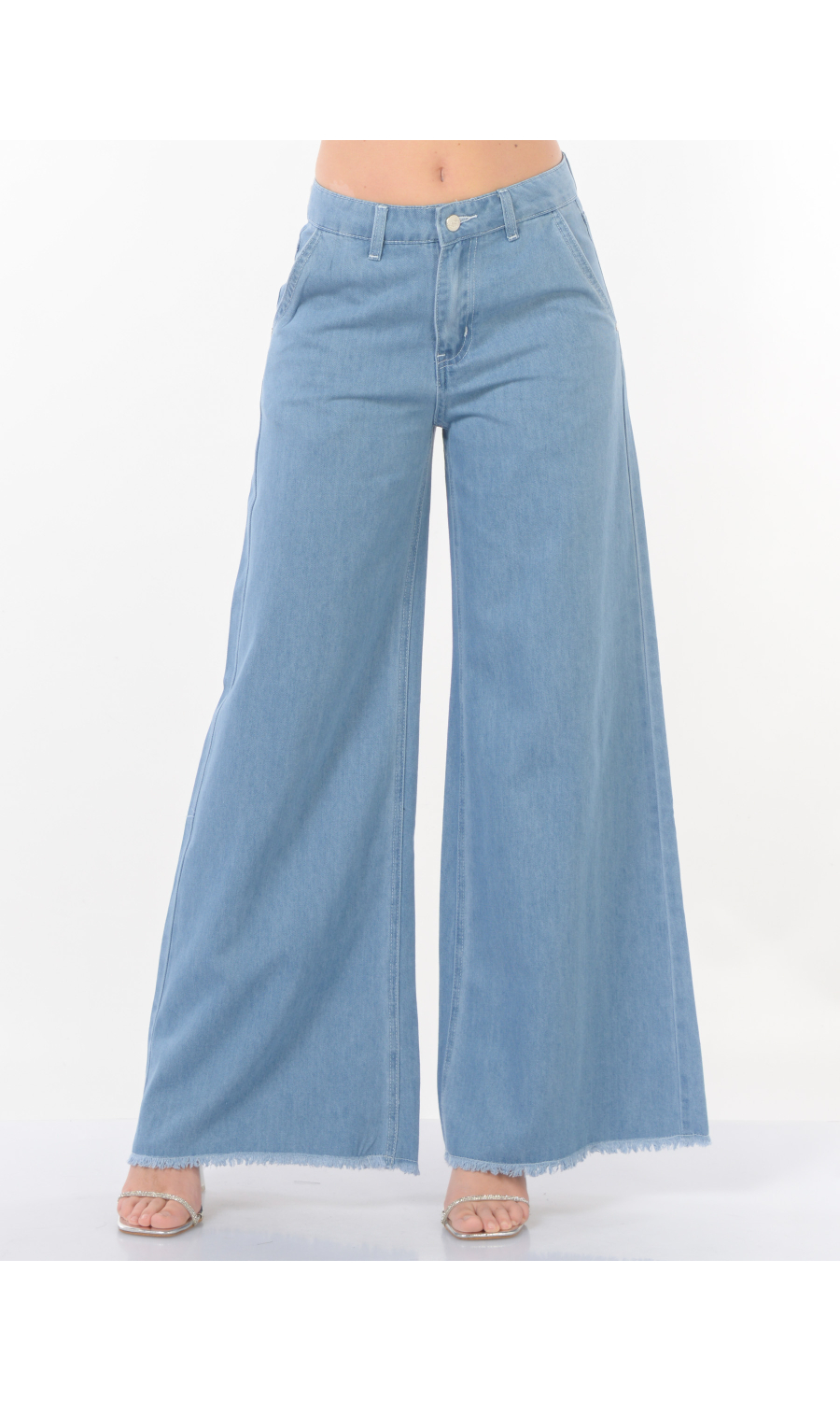jeans da donna Kaos extra wide con microfrange