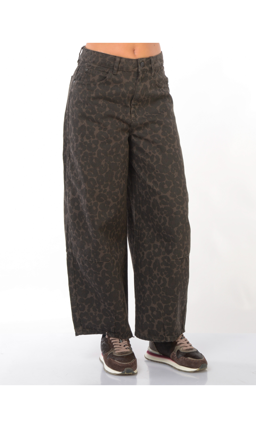 jeans da donna Oui baloon a fantasia animalier
