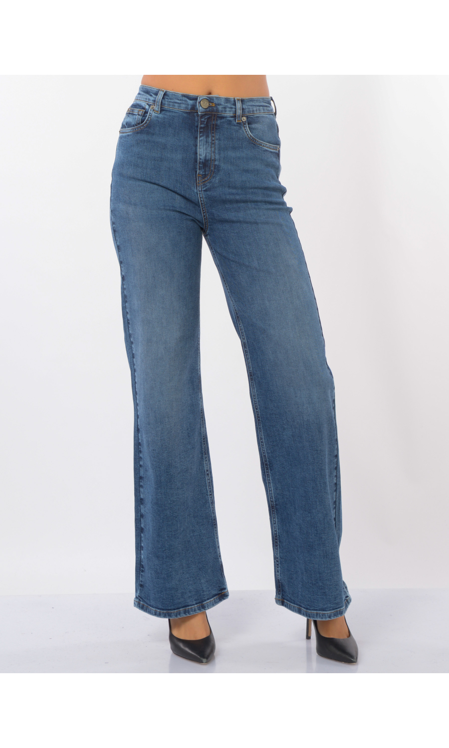 jeans da donna Twinset wide leg e cinque tasche