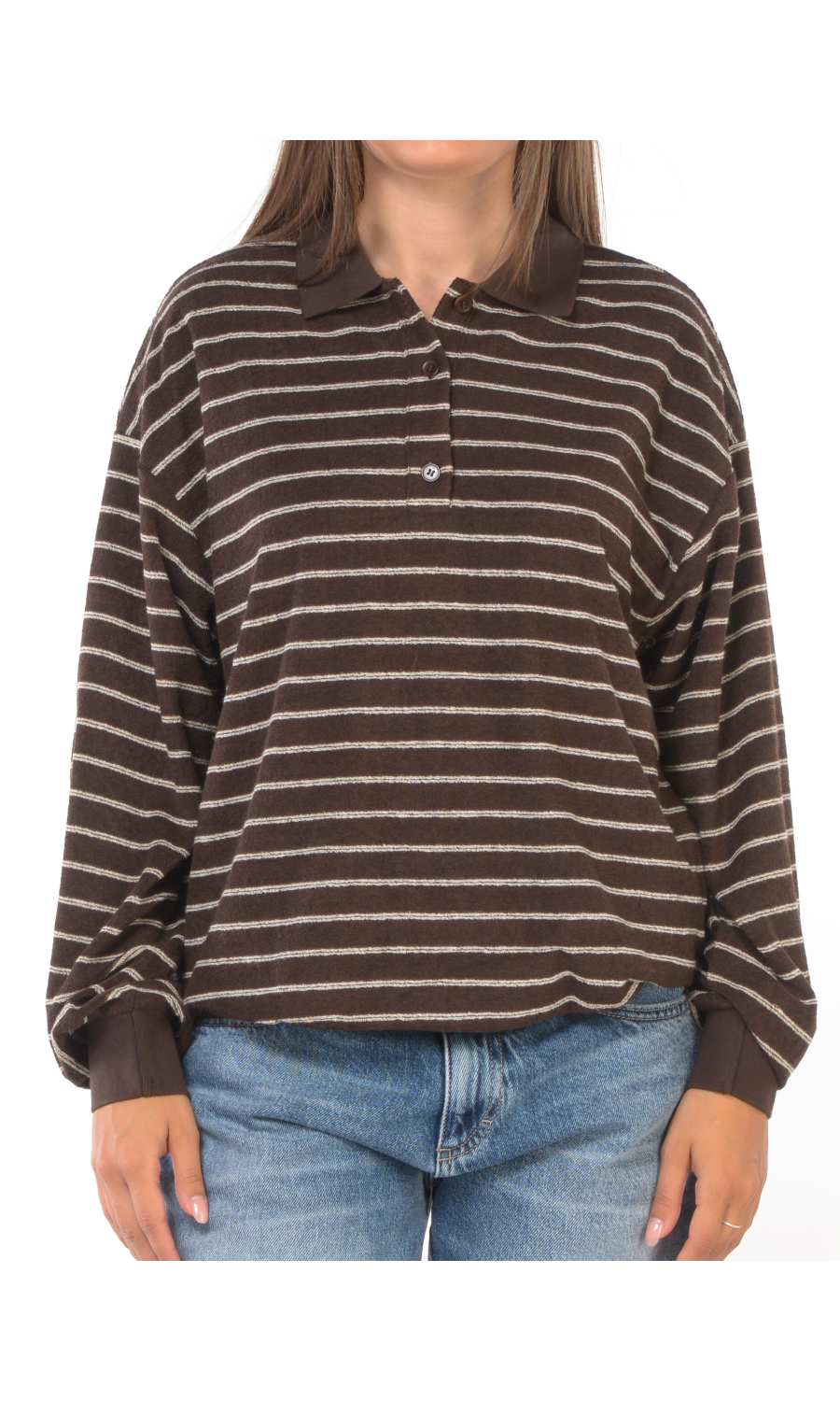 maglia da donna Eleh a polo a righe effetto spugna