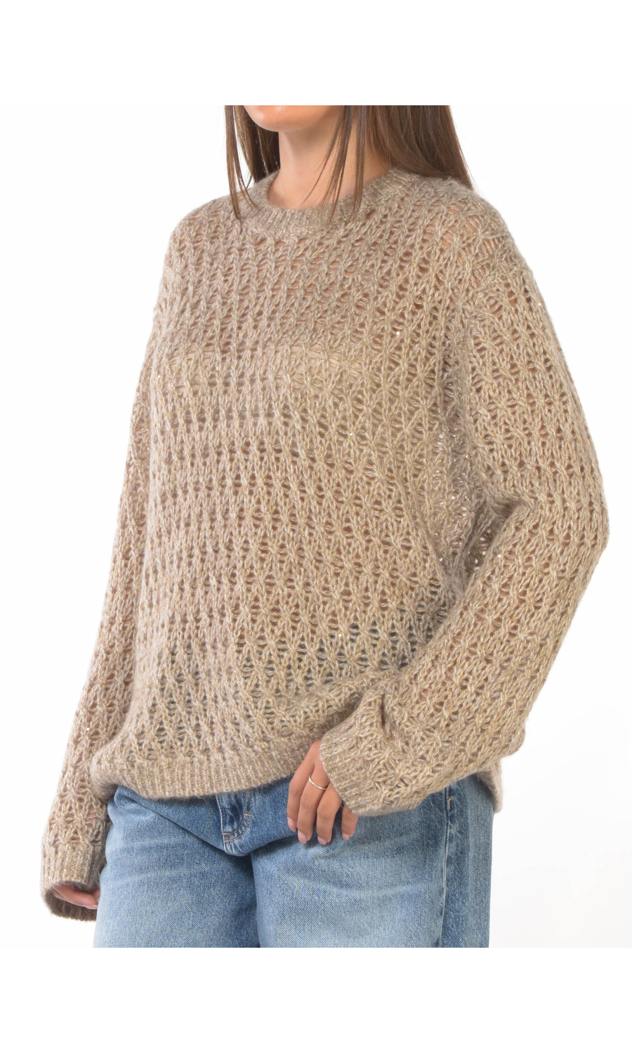 maglia da donna Eleh effetto traforato con lurex