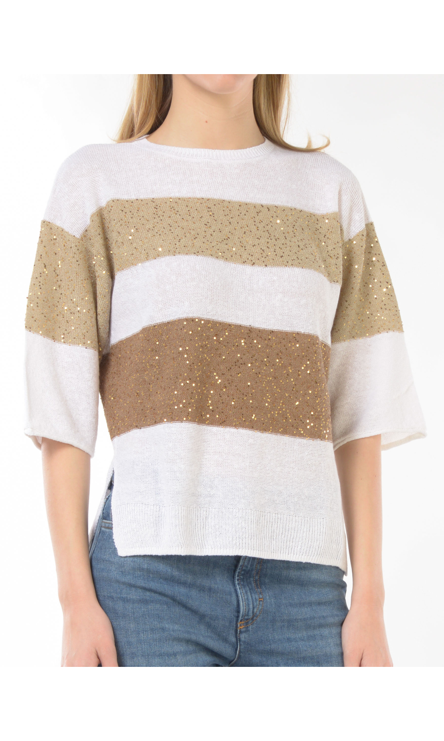 maglia da donna Emme By Marella a righe con micro paillettes