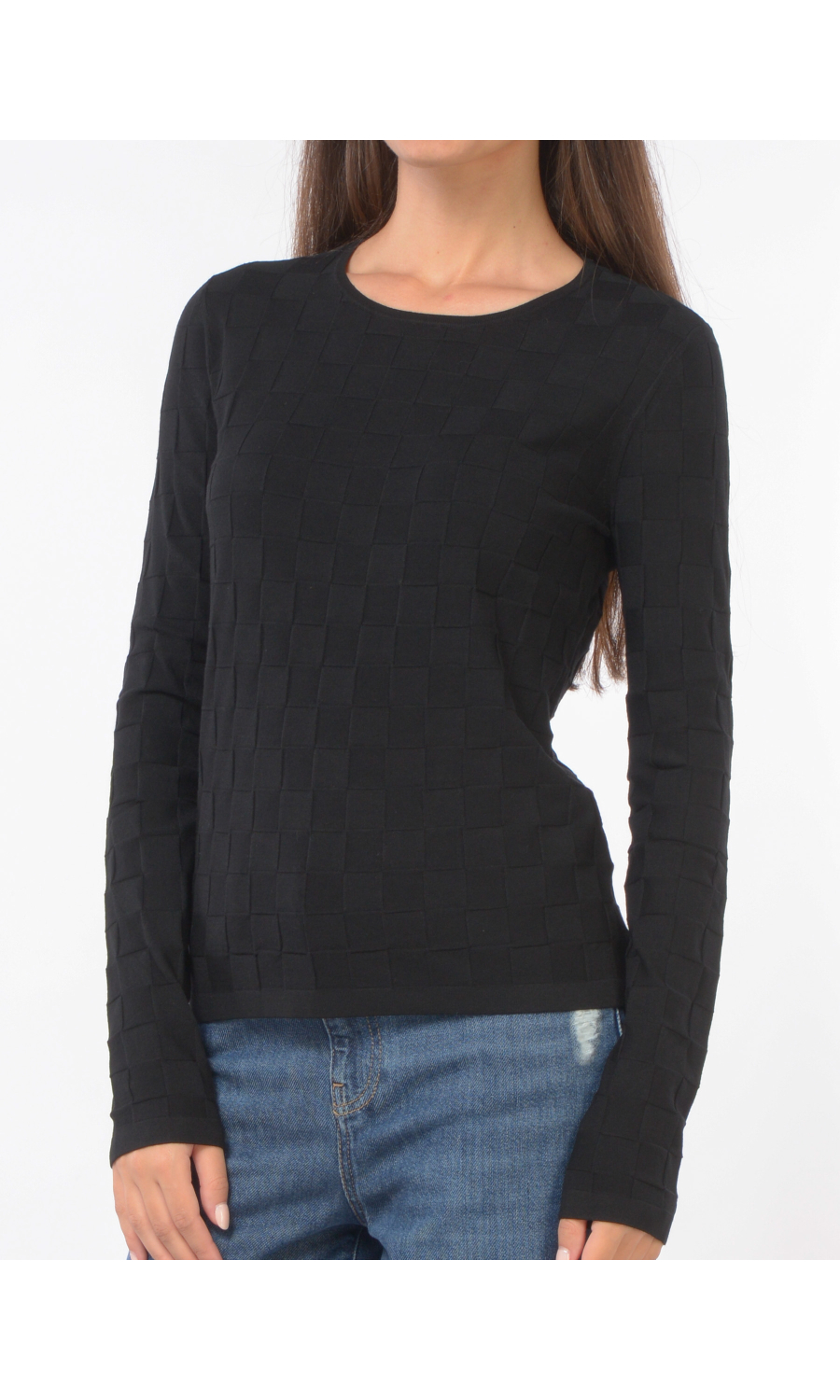 maglia da donna Emporio Armani a girocollo a fantasia jacquard