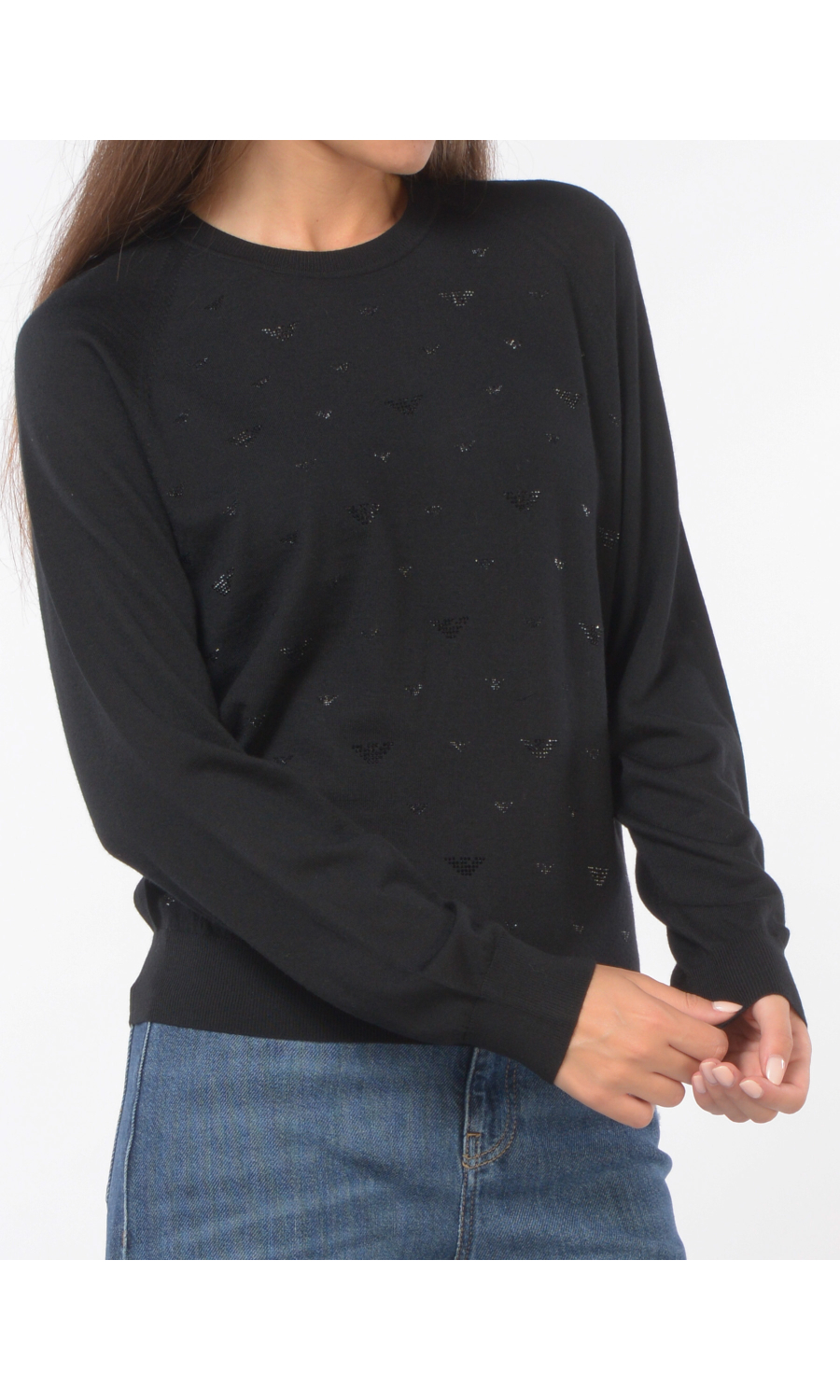 maglia da donna Emporio Armani in lana con strass