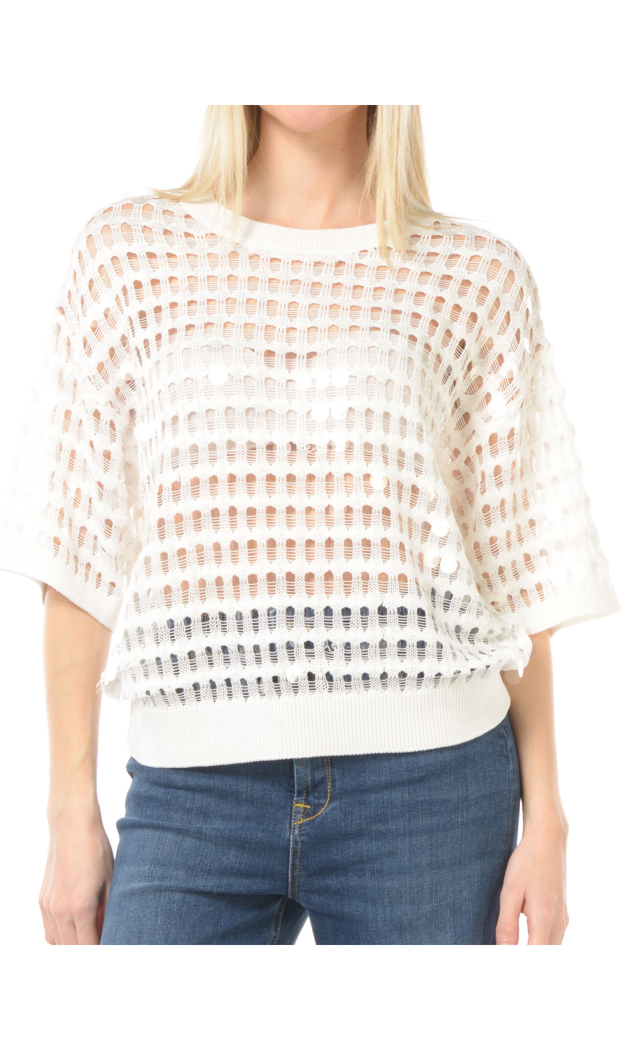 maglia da donna Icona By Kaos traforata con paillettes