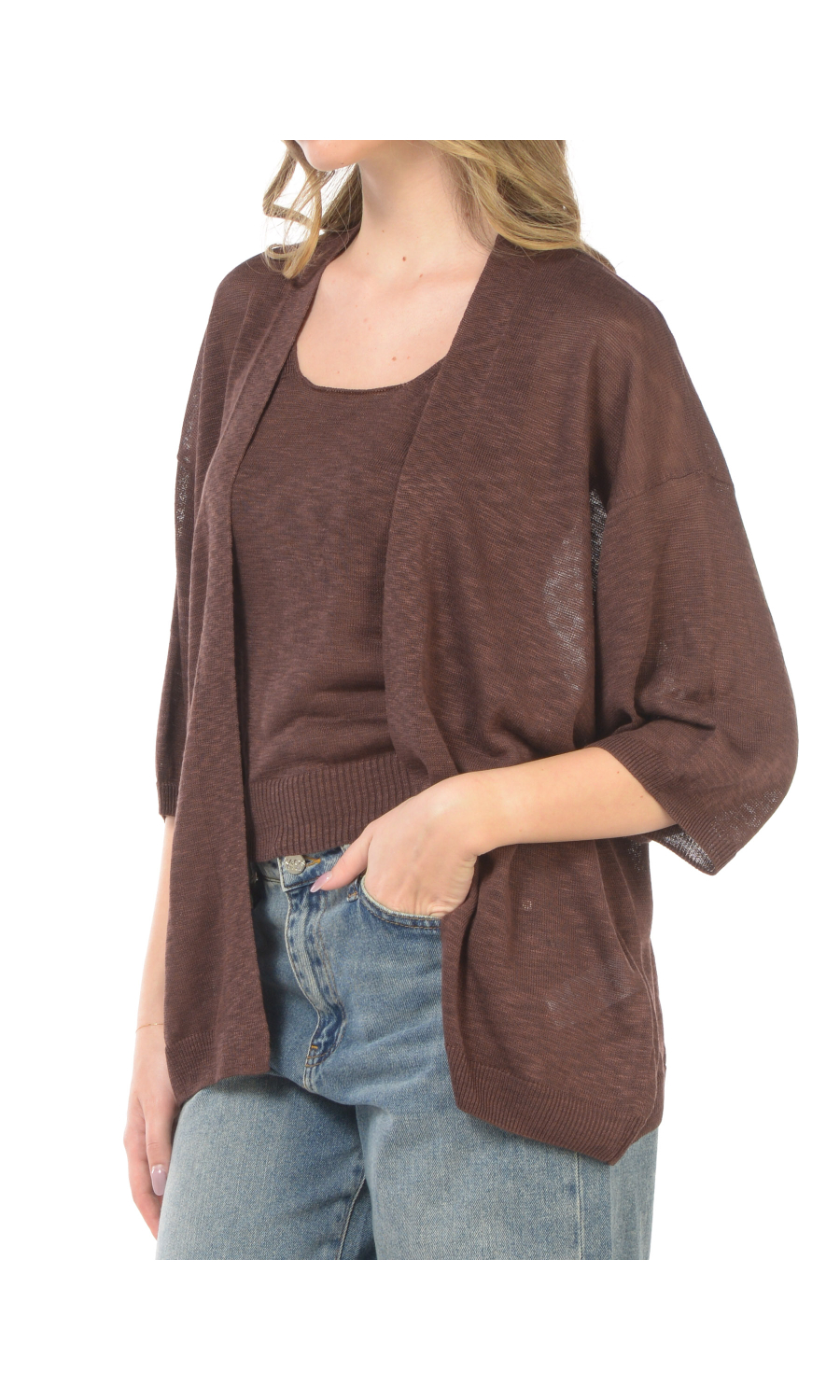 maglia da donna Kaos twinset con top e cardigan