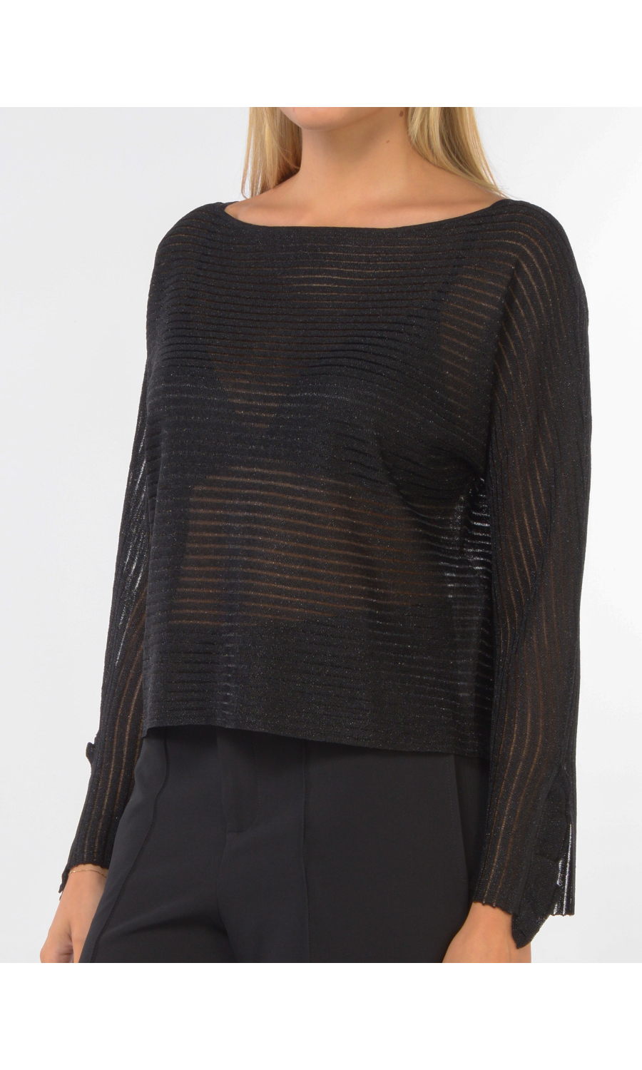 maglia da donna Liu Jo in lurex con spalla scesa