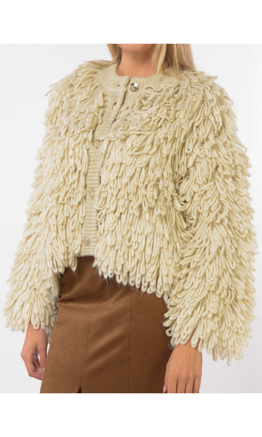 maglia da donna Liu Jo aperta in punto pelliccia