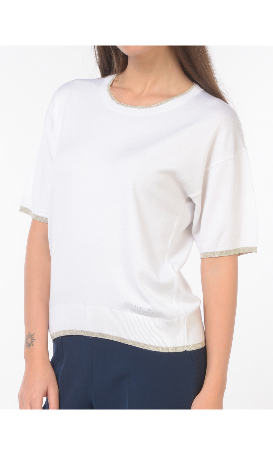 maglia da donna Liu Jo a manica corta con profili lurex