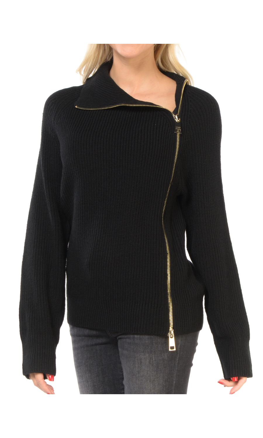 maglia da donna Liu Jo a collo alto con zip asimmetrica