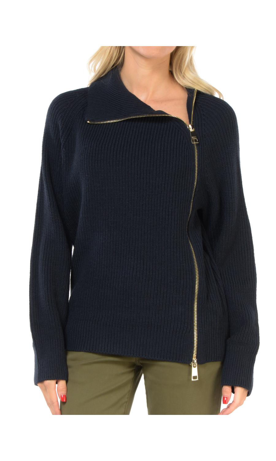 maglia da donna Liu Jo a collo alto con zip asimmetrica
