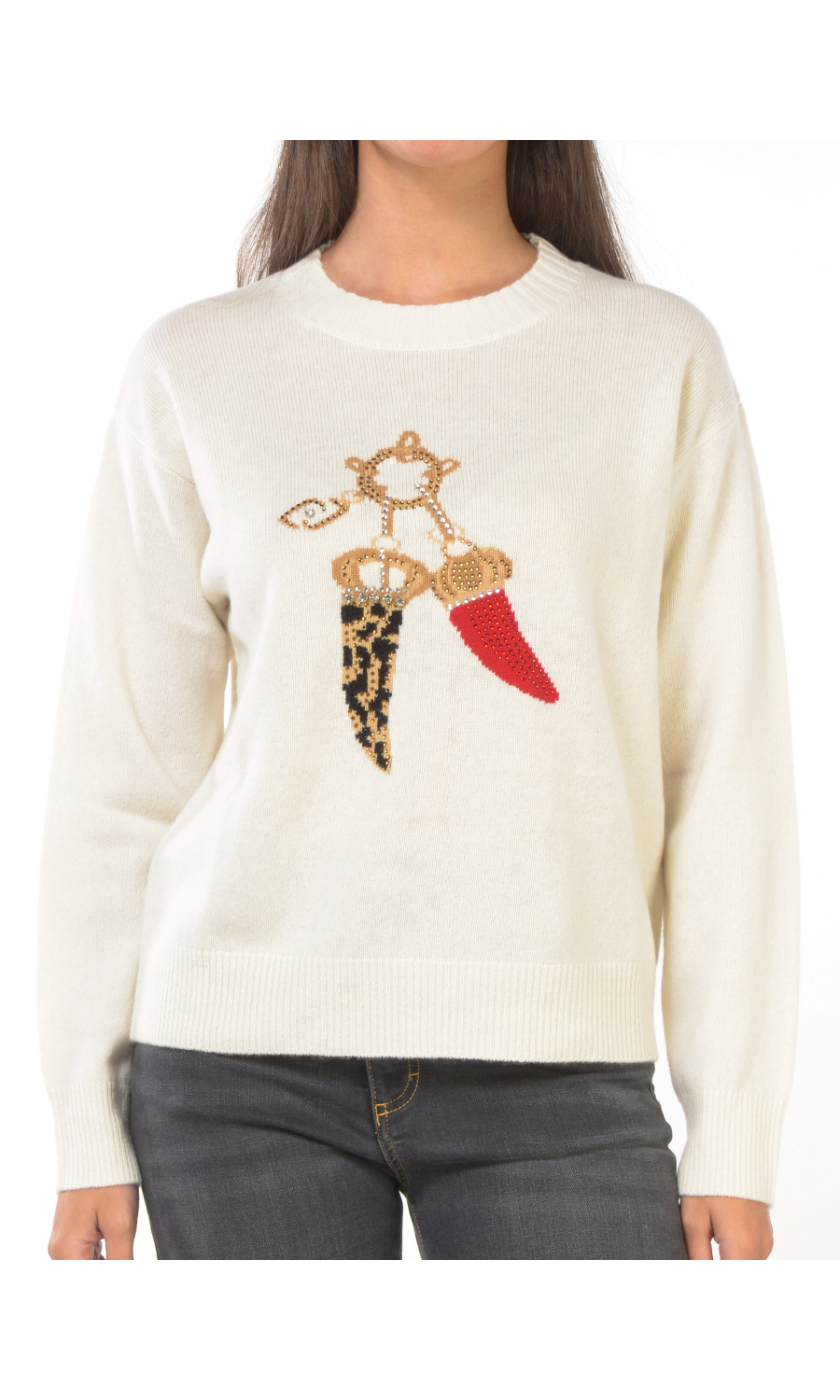 maglia da donna Liu Jo in lana con ricamo lucky