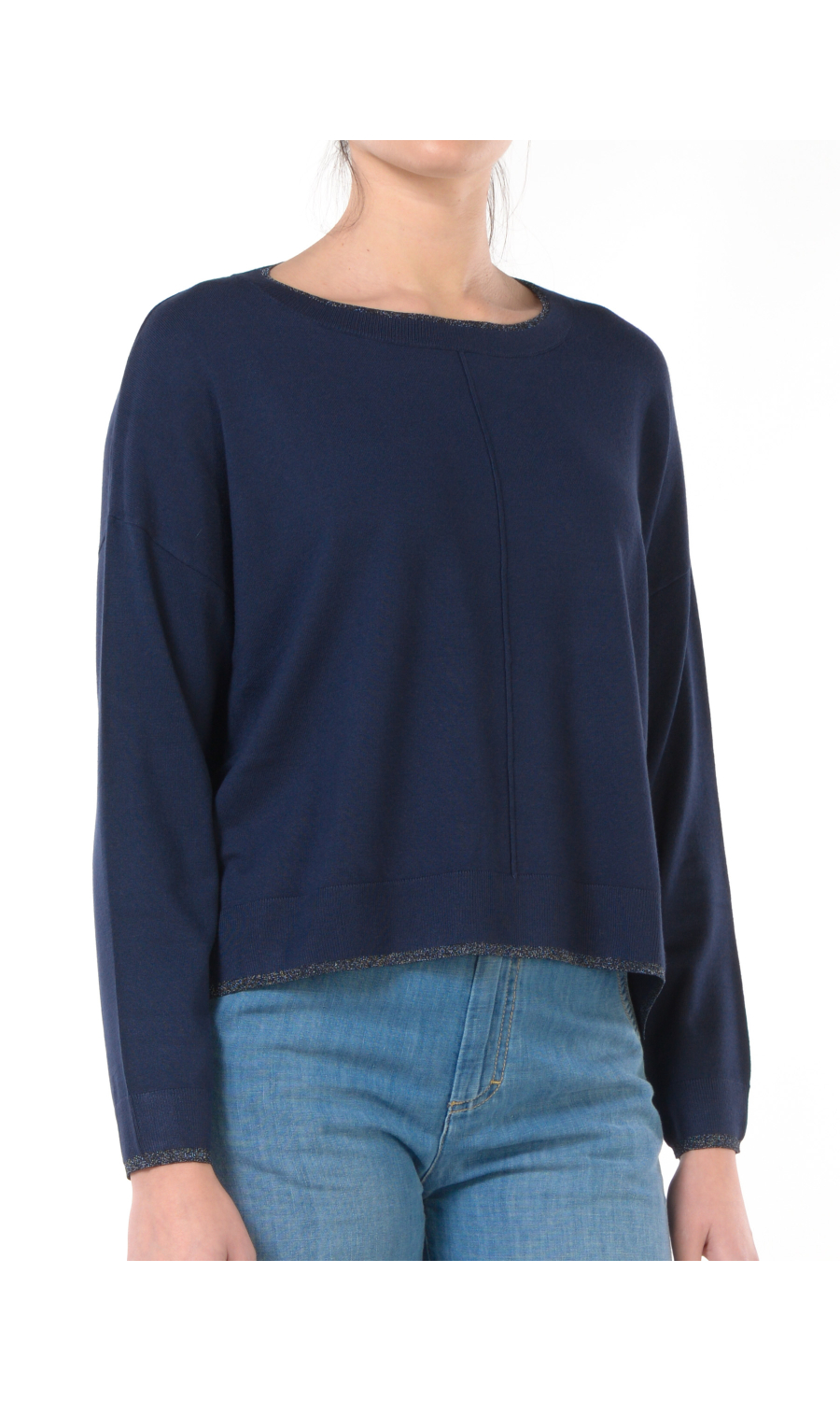 maglia da donna Liu Jo boxy con profili lurex