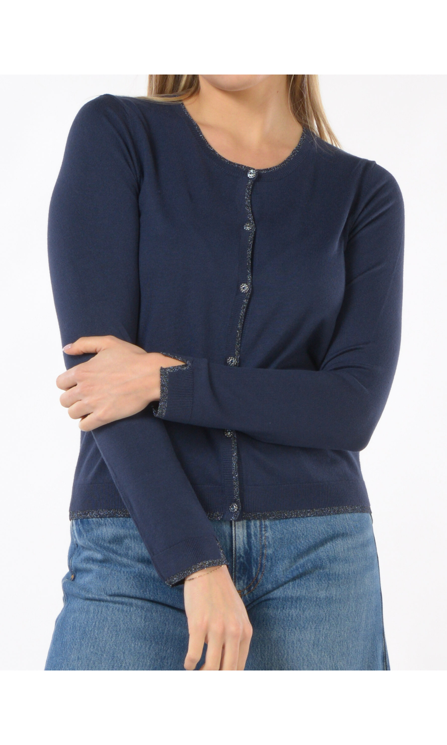 maglia da donna Liu Jo aperta con profili lurex