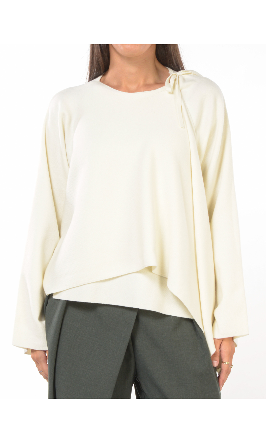 maglia da donna Meimeij boxy con chiusura a portafoglio