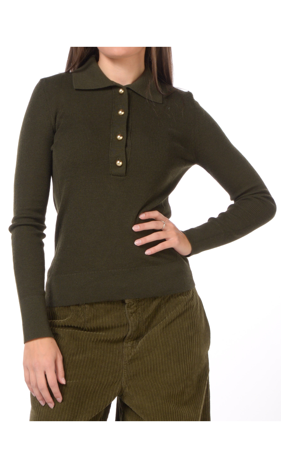 maglia da donna Nenette collo a camicia con bottoni