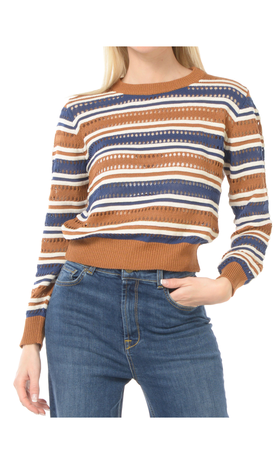 maglia da donna Nenette traforata a righe