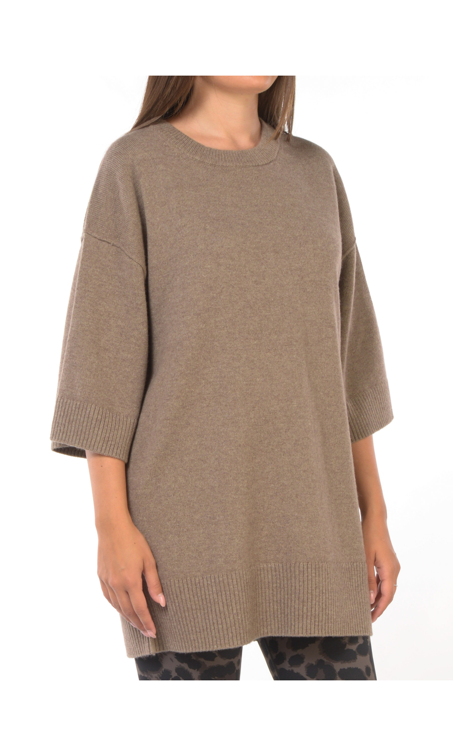 maglia da donna Oui in misto lana a manica corta