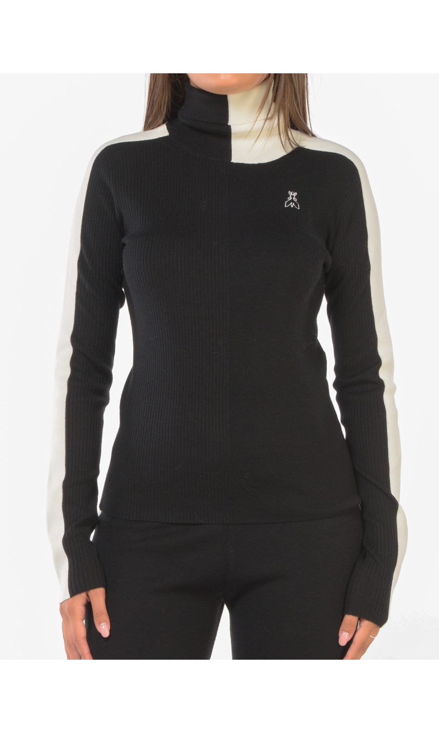 maglia da donna Patrizia Pepe dolcevita con inserti a contrasto