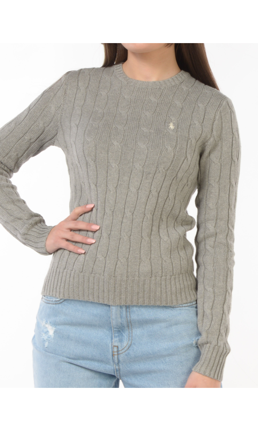 maglia da donna Ralph Lauren a trecce a girocollo