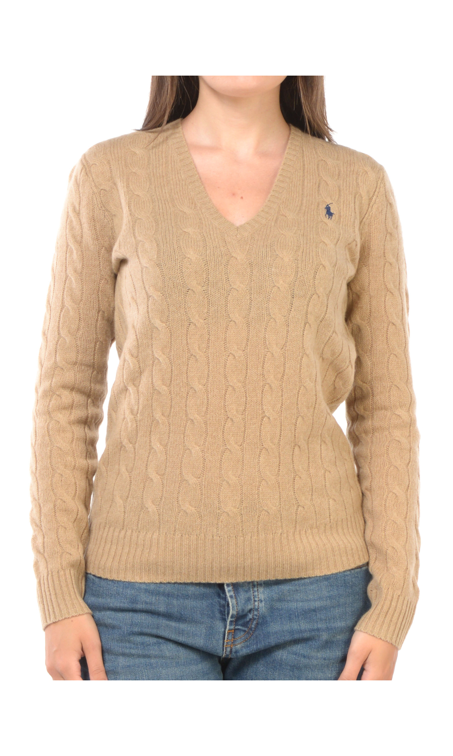 maglia da donna Ralph Lauren con scollo a V in lana e cachemire