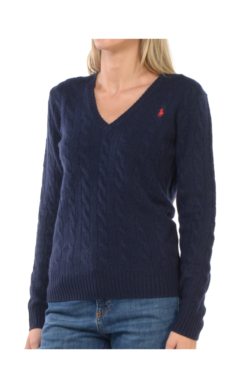 maglia da donna Ralph Lauren con scollo a V in lana e cachemire