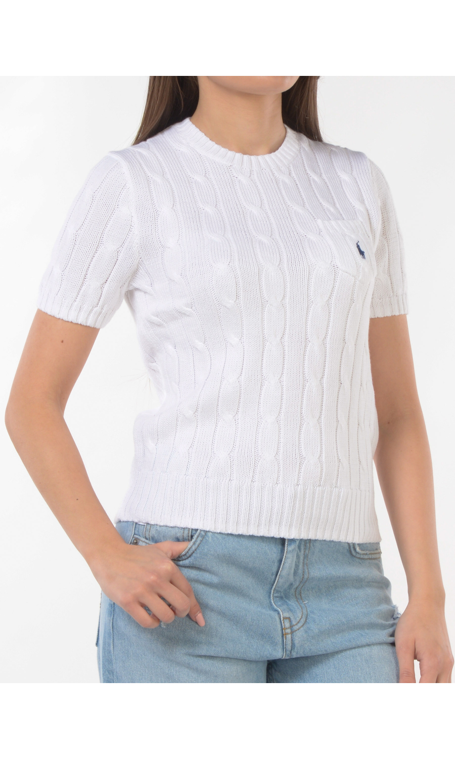 maglia da donna Ralph Lauren a manica corta con taschino