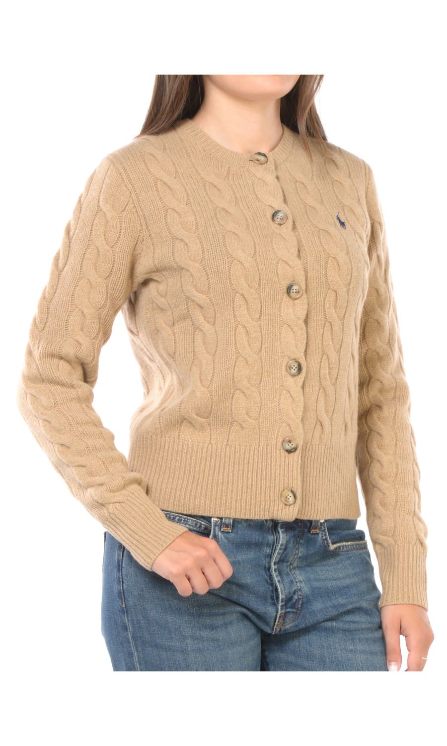 maglia da donna Ralph Lauren aperta in lana e cachemire