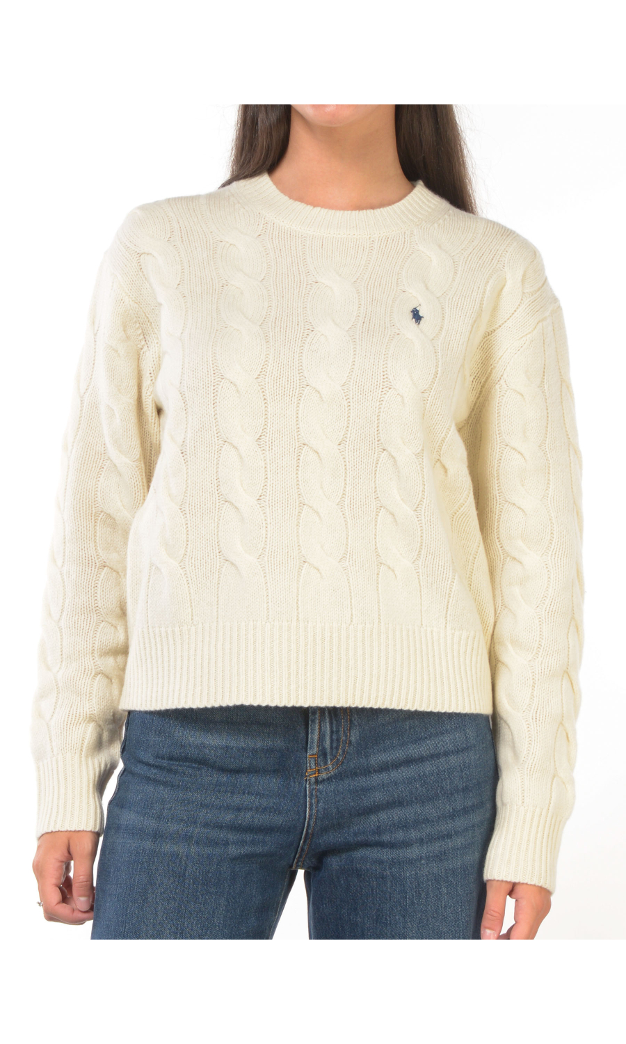 maglia da donna Ralph Lauren in lana e cachemire a trecce