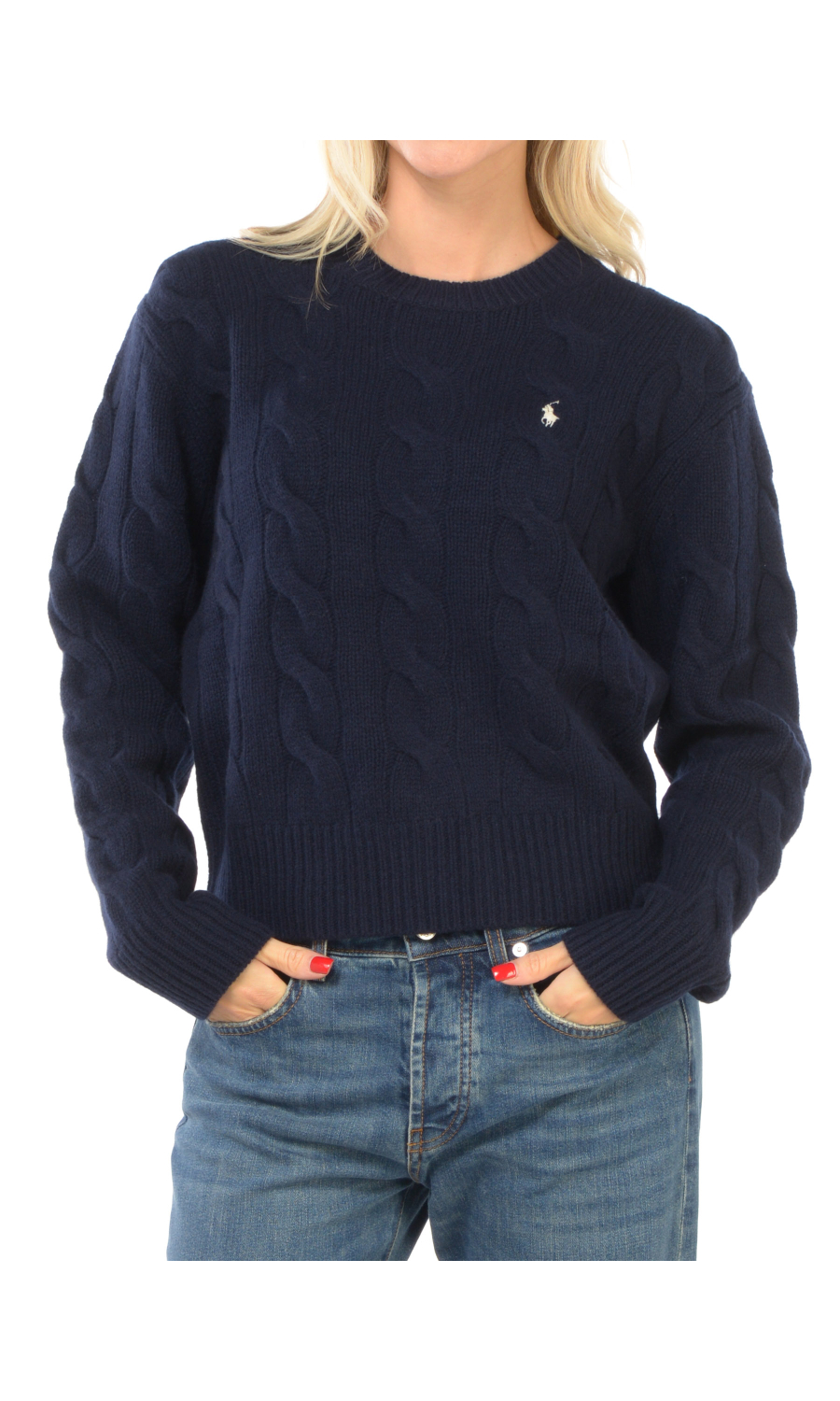 maglia da donna Ralph Lauren in lana e cachemire a trecce
