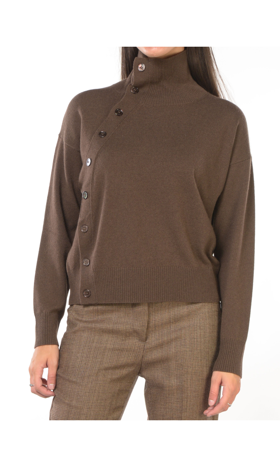 maglia da donna Seventy in lana e cachemire con chiusura asimmetrica