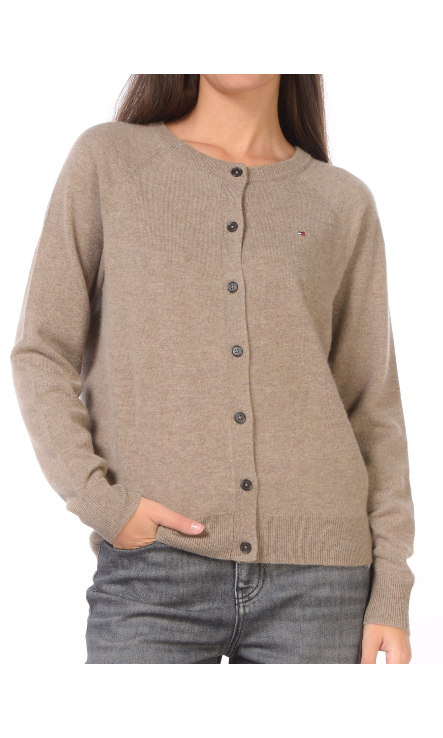 maglia da donna Tommy Hilfiger girocollo con bottoni