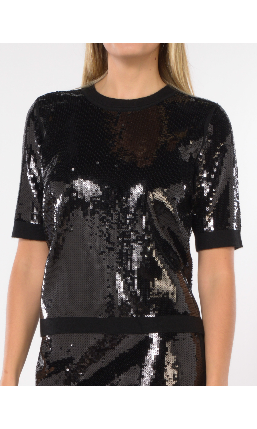 maglia da donna Twinset full paillettes a maniche corte