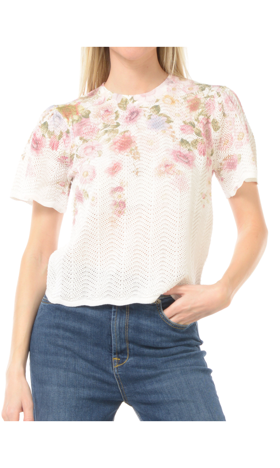 maglia da donna Twinset floreale con lavorazione punzonata