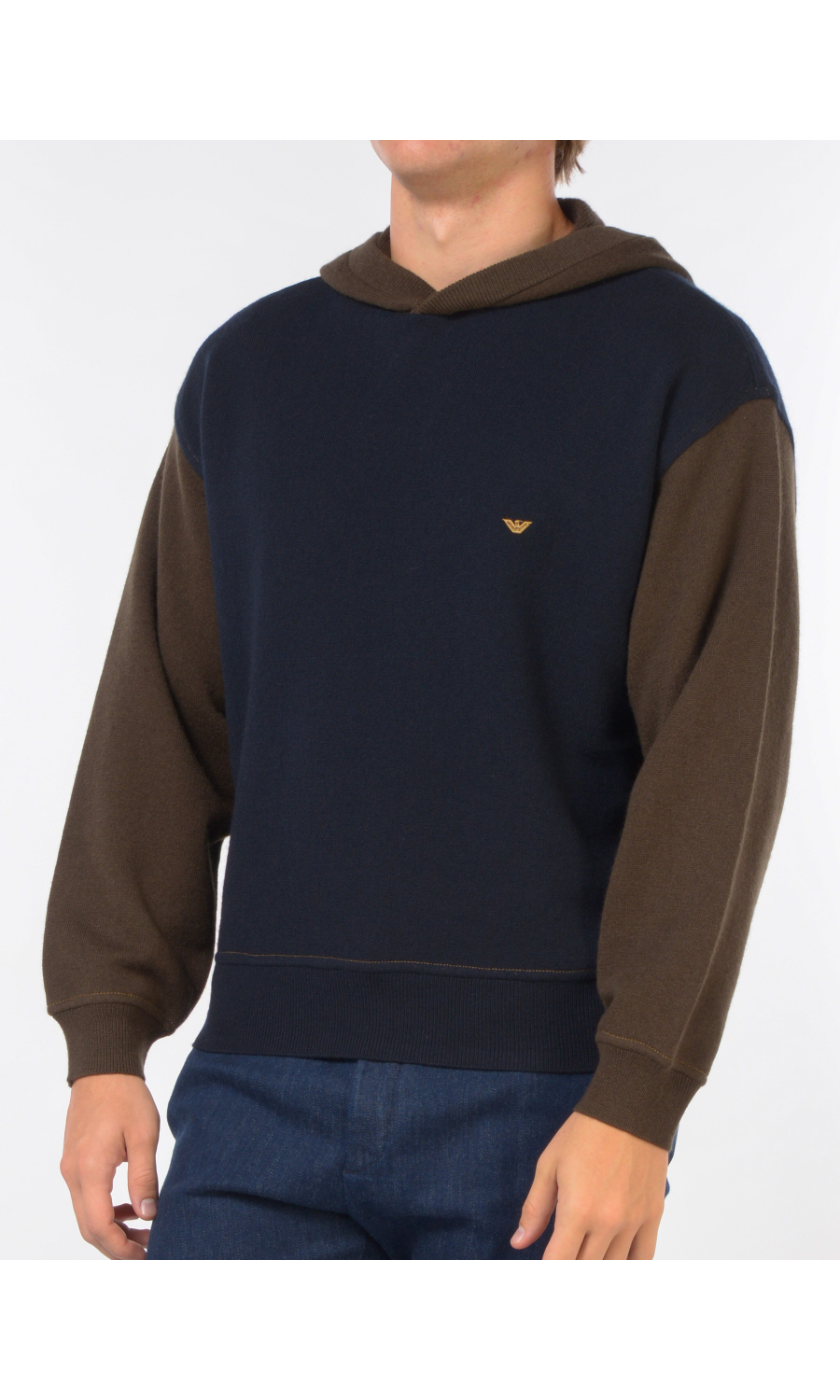 maglia da uomo Emporio Armani bicolore con cappuccio