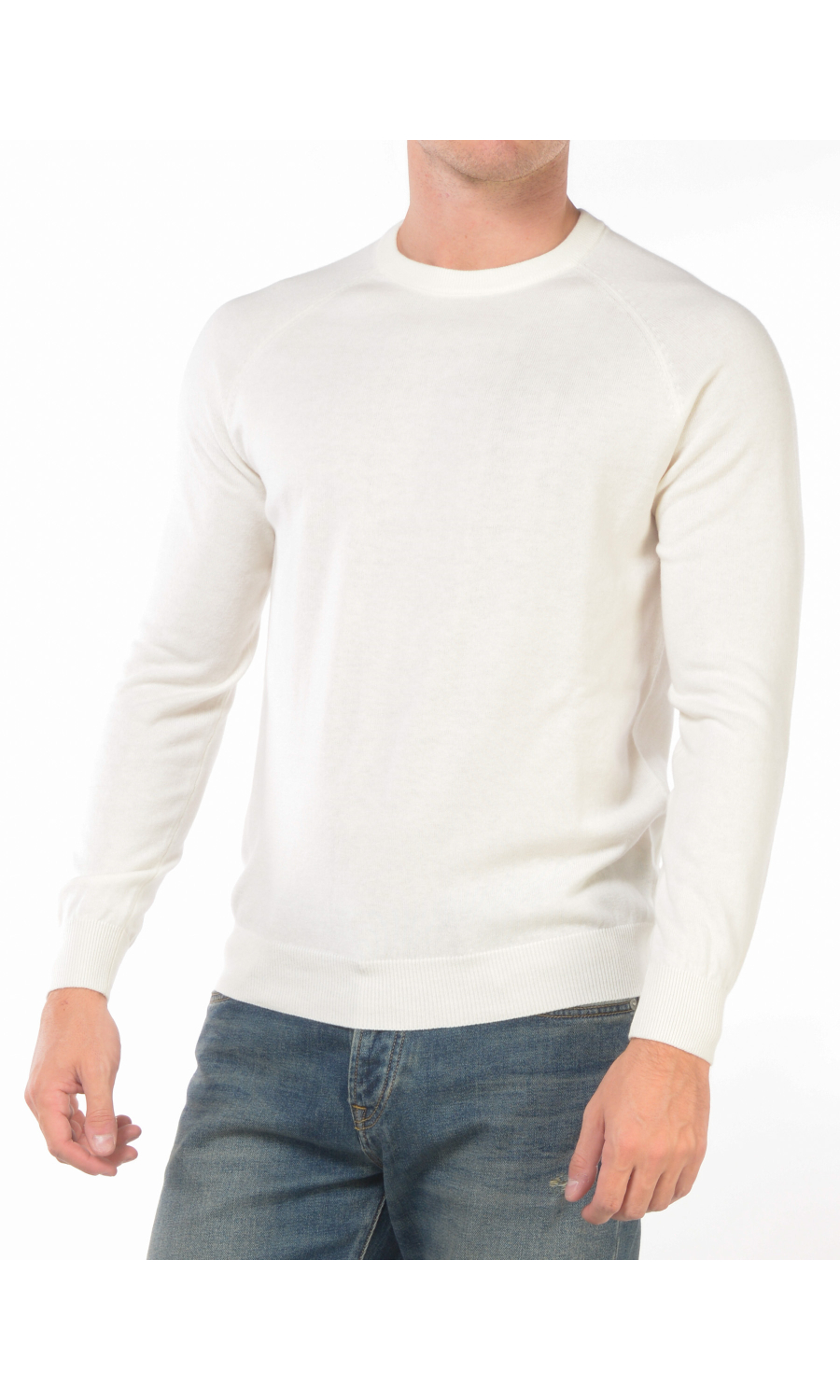 maglia da uomo Jeordies a girocollo in cotone misto lana merino