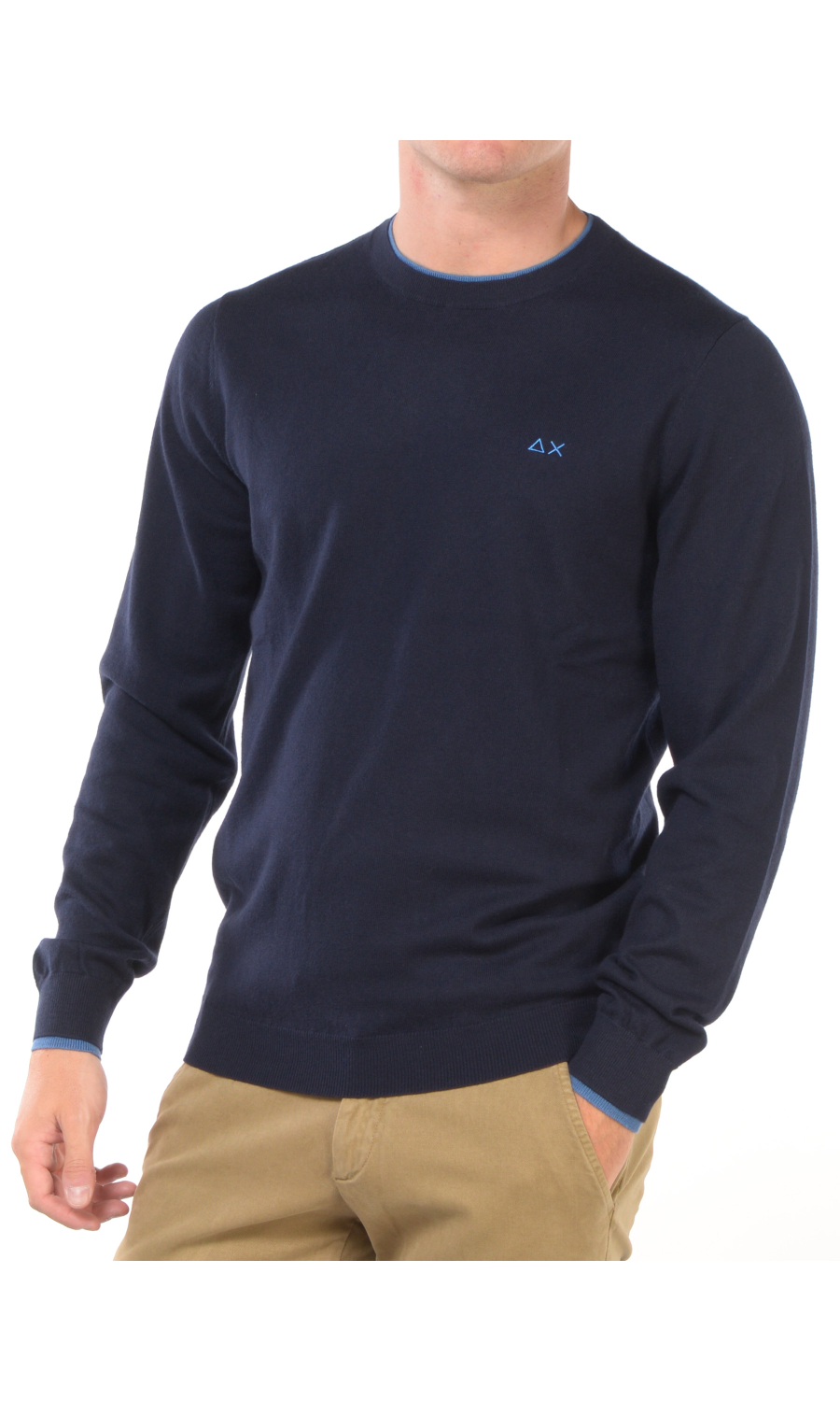 maglia da uomo Sun68 a girocollo con doppio collo e polsi