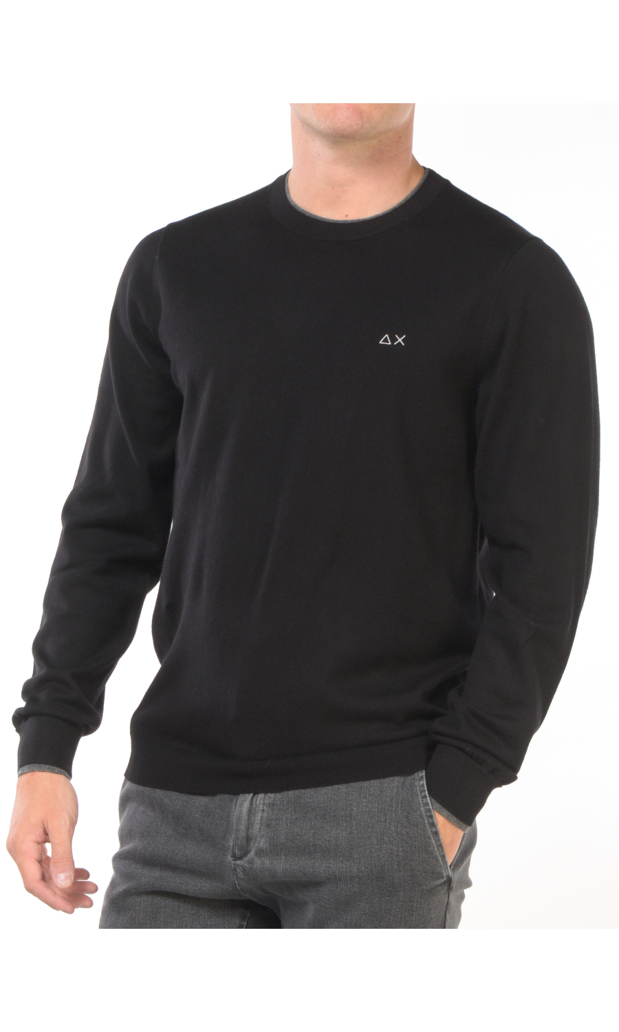 maglia da uomo Sun68 a girocollo con doppio collo e polsi
