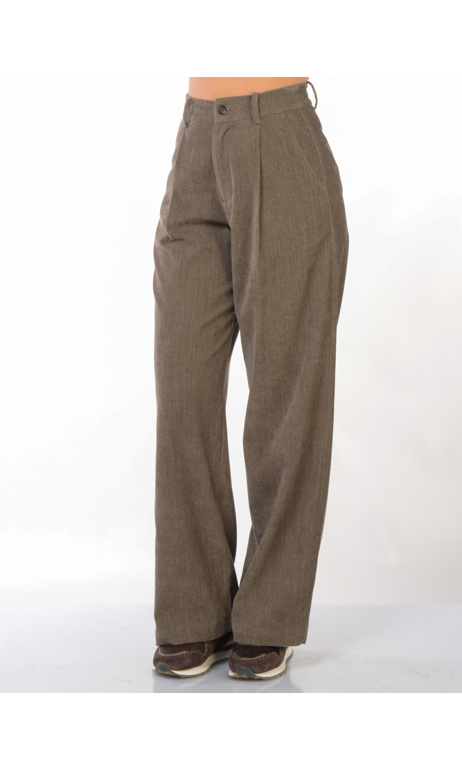 pantalone da donna effetto velluto con pinces