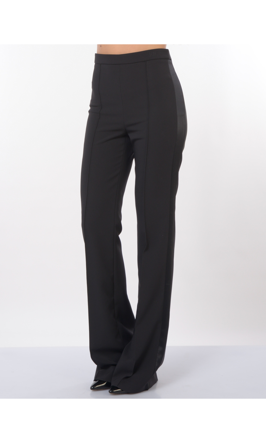 pantalone da donna Elisabetta Franchi a palazzo con banda in raso