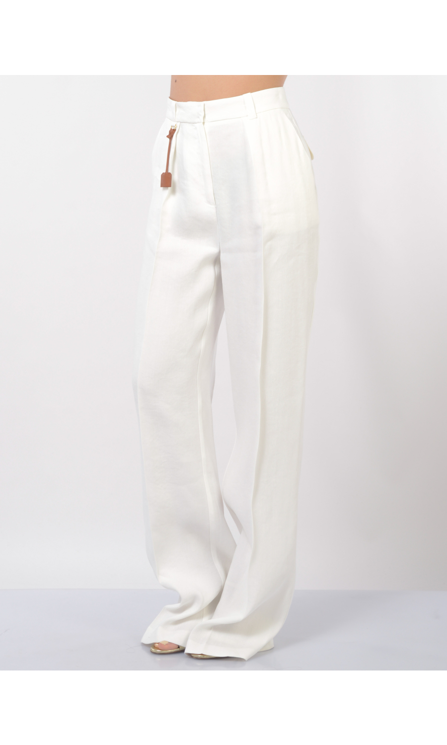 pantalone da donna Elisabetta Franchi in viscosa e lino con pinces