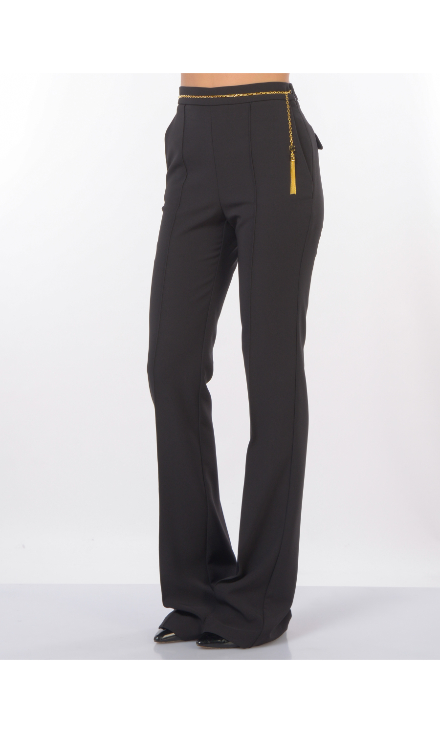 pantalone da donna Elisabetta Franchi in tessuto tecnico con catena