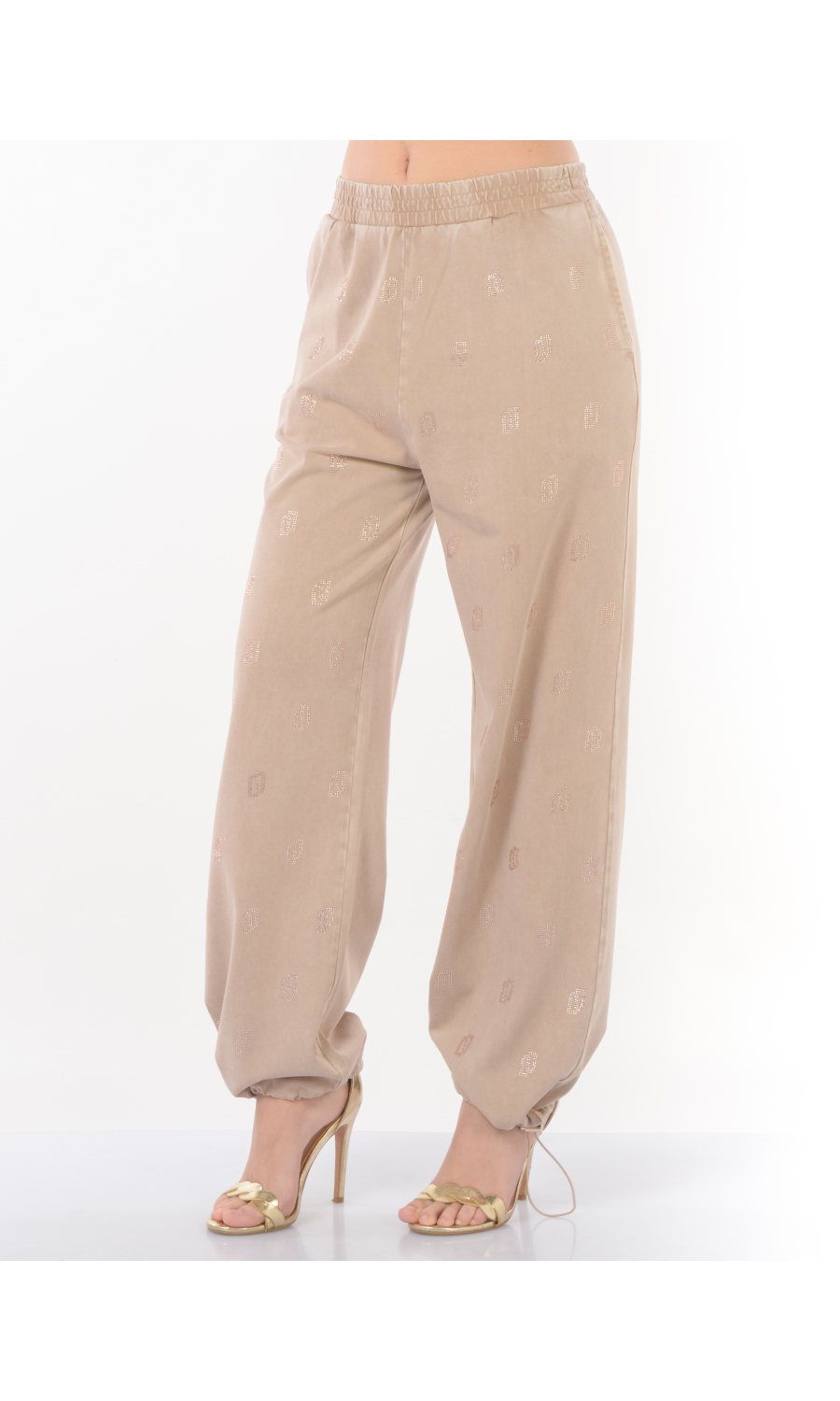 pantalone da donna Liu Jo in felpa con loghi strass all over
