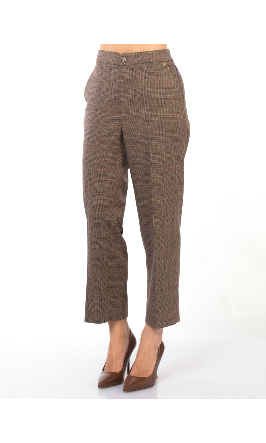 pantalone da donna Liu Jo chino a fantasia check con elastico