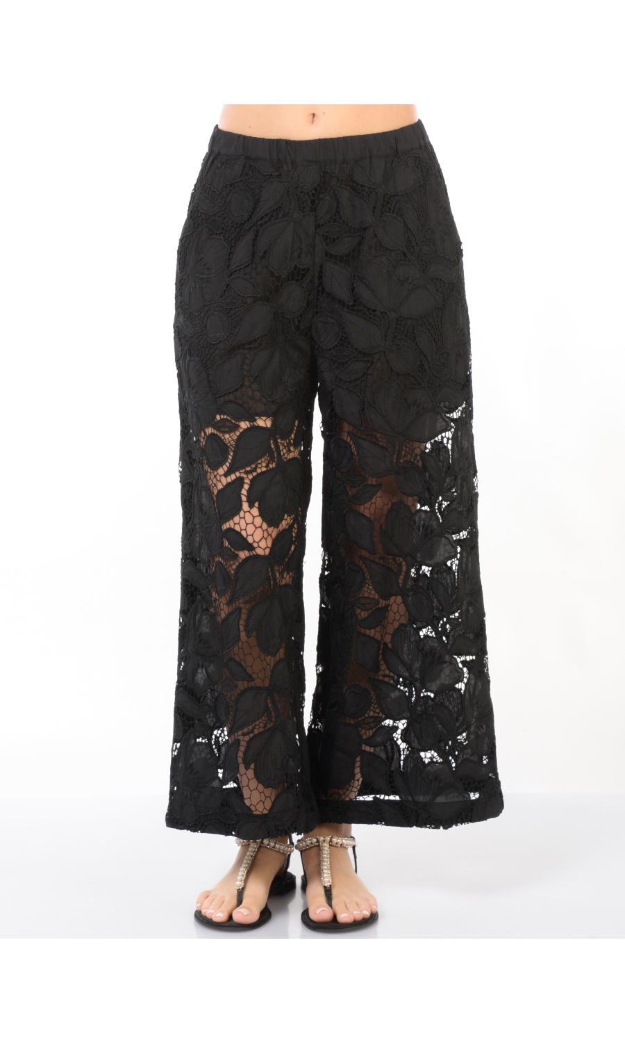 pantalone da donna Meimeij in pizzo con elastico